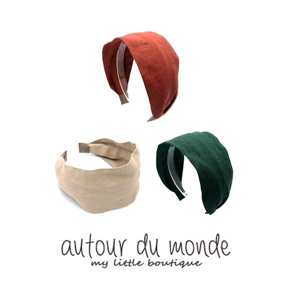 simple linen hairband (3colors)