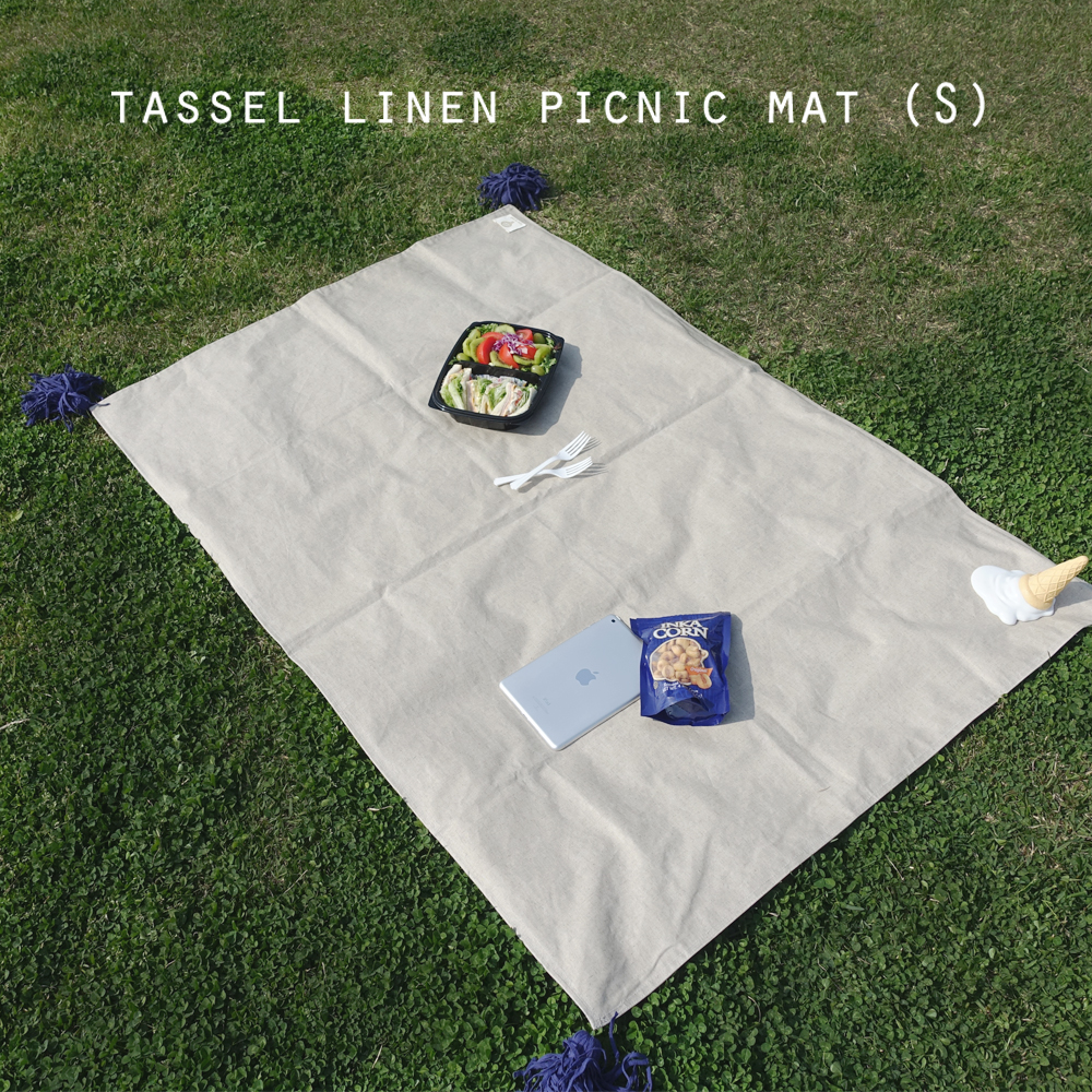 tassel  linen picnic mat (S)
