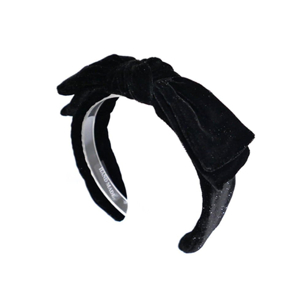 velvet ribbon hairband (black)