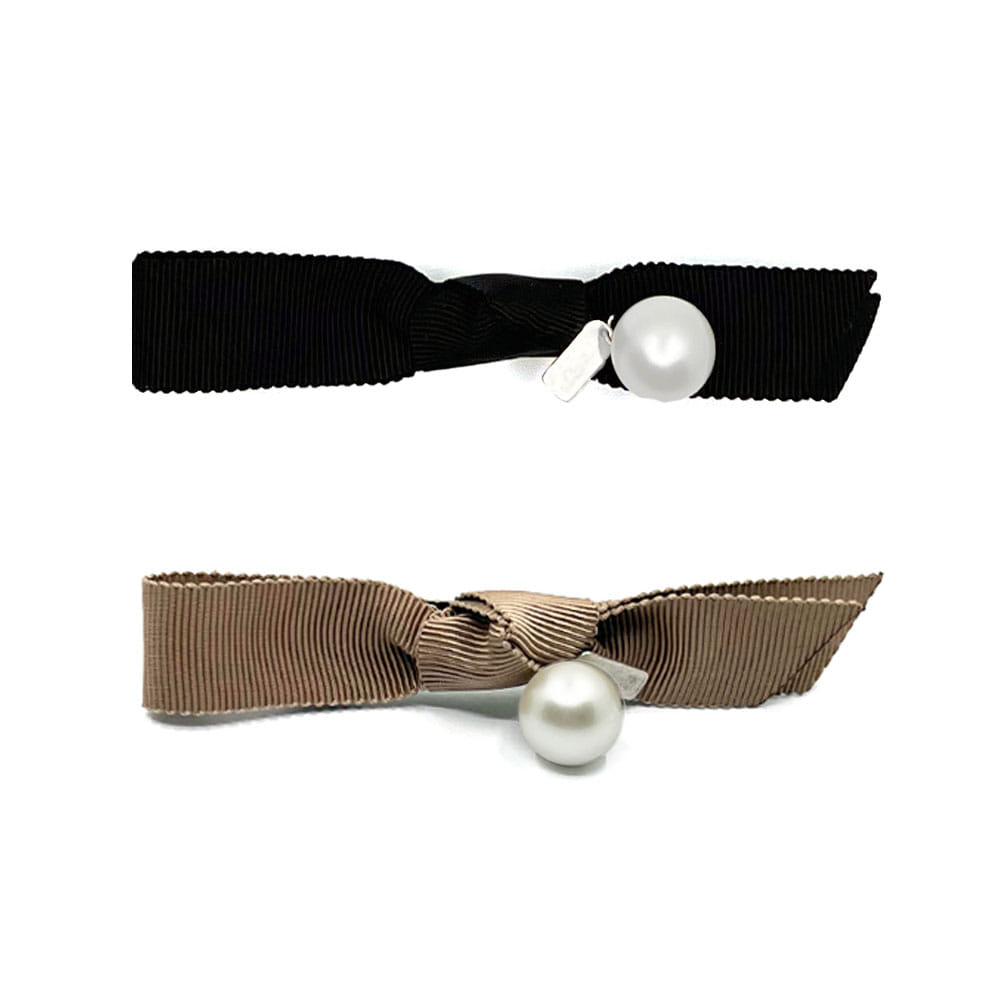 side ribbon pearl hairpin (2colors)