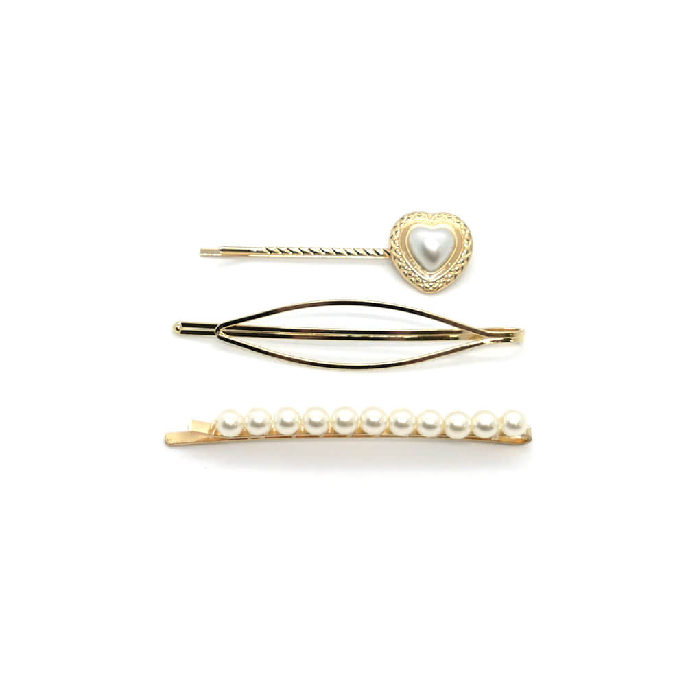 heart pearl hairpin set