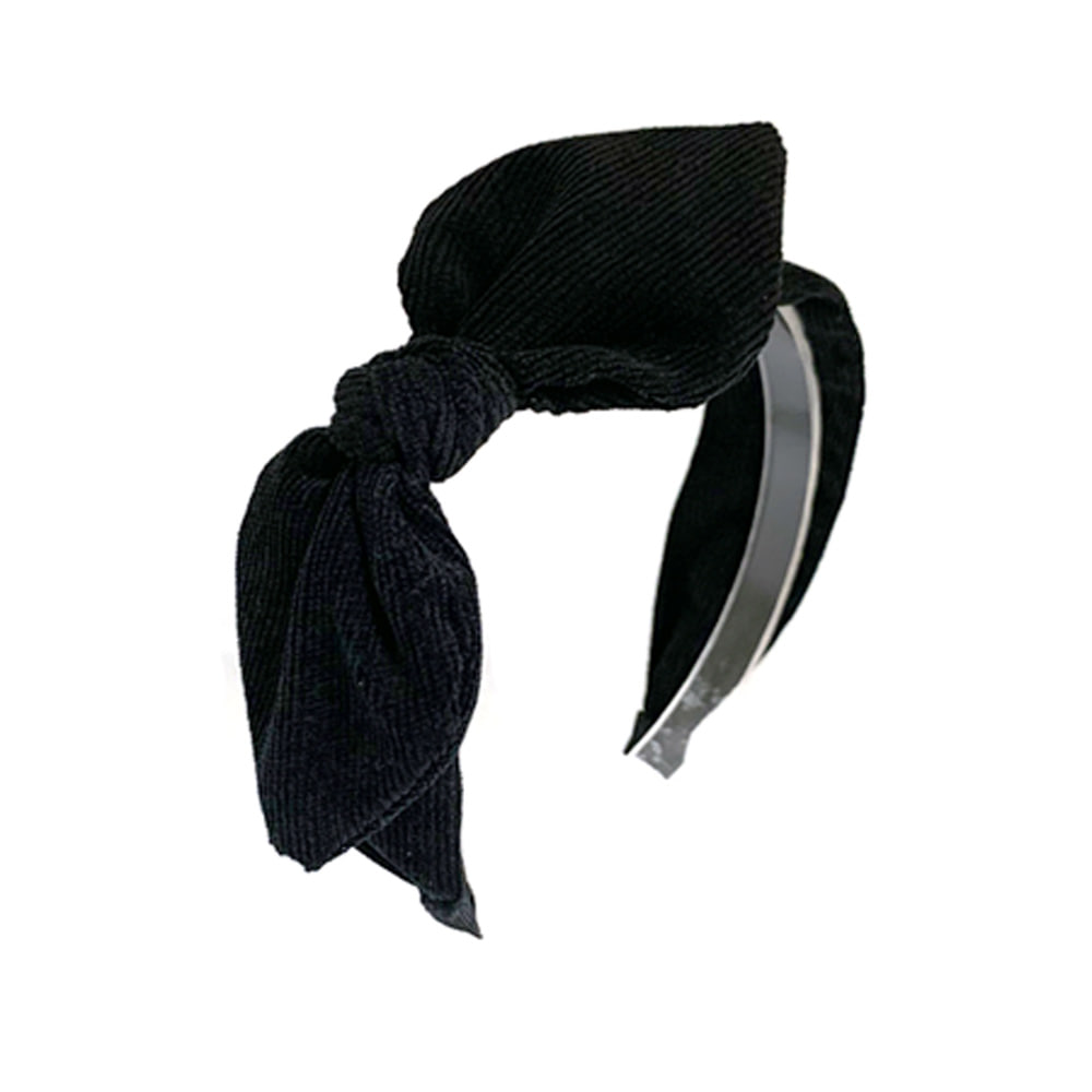 corduroy ribbon hairband (black)