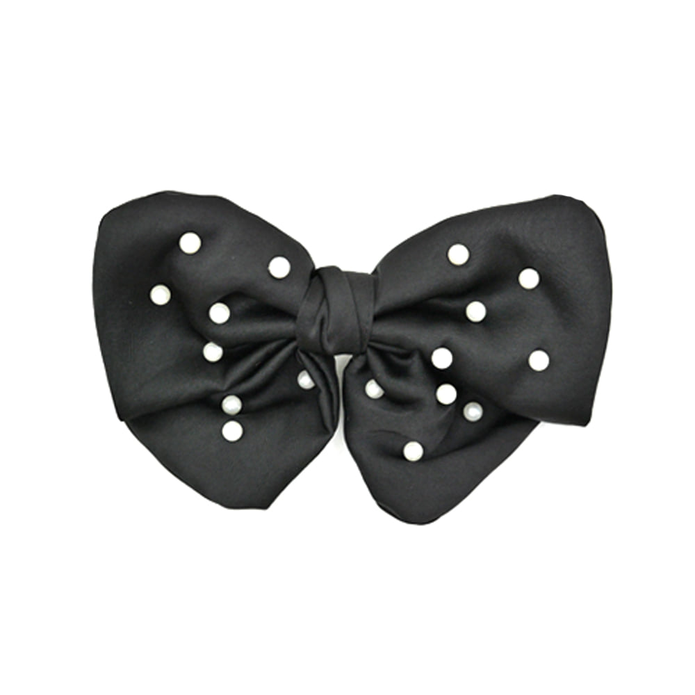 cute ribbon pearl hairpin (black)